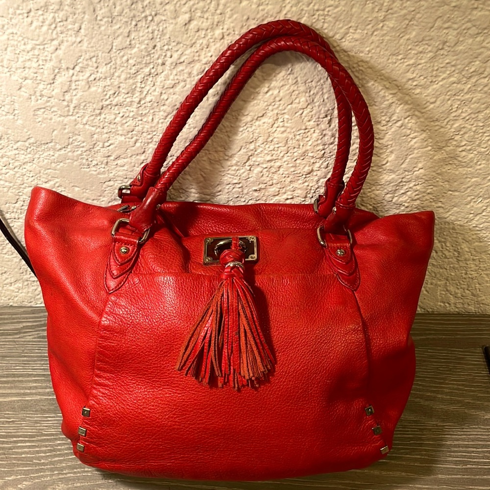 Elliot Lucca Leather Tote.  Can fit in a medium size laptop.  Great work bag.